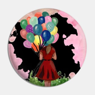 A girl holding balloons Pin