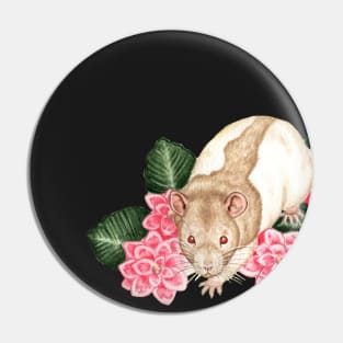 Rat with Flowers Pin