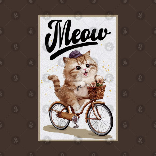 Meow cat riding a bicycle by PetODesigns