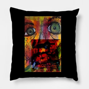 Distant stare, abstract face -  Basquiat inspo Pillow