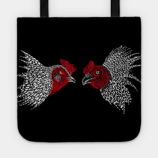 Cockfight on dark background Tote