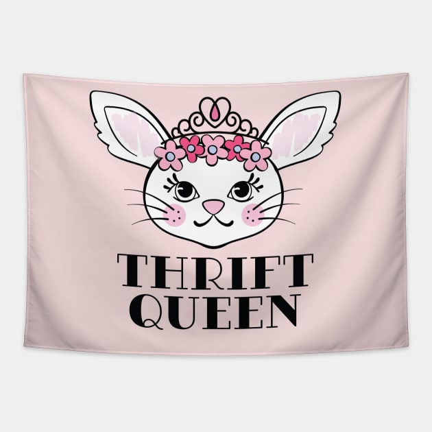 Cute Bunny Thrift Queen Tapestry by Crisp Decisions