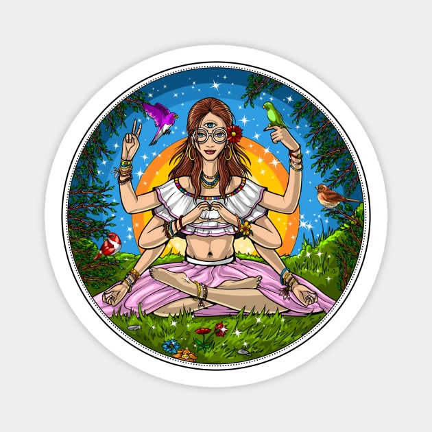 Hippie Yoga Meditation Magnet by underheaven