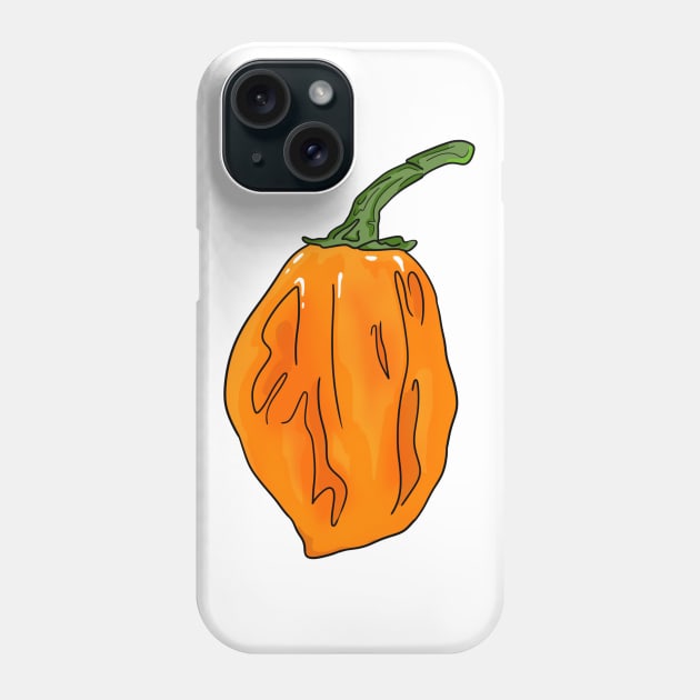 Habanero Orange Chili Pepper Phone Case by MojoCoffeeTime