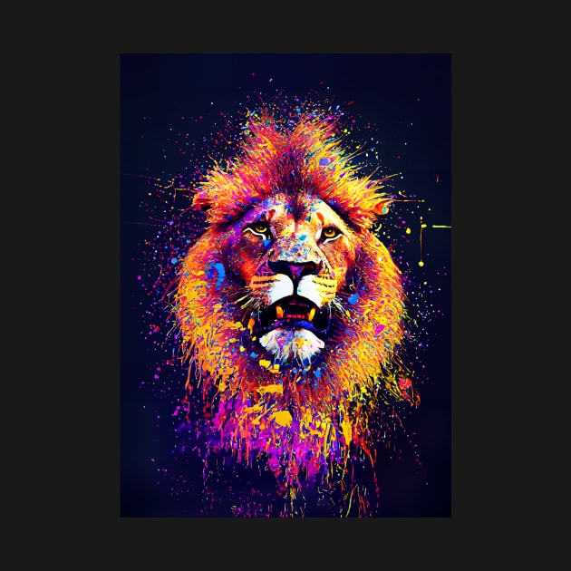 Splatter Paint Lion by Treherne