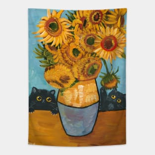 Playing With Sunflowers Tapestry