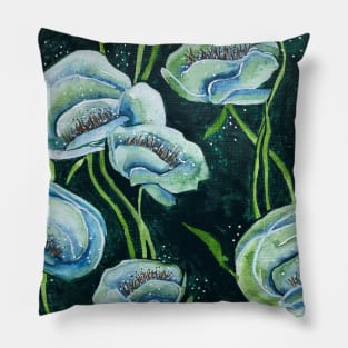 Blue Moon Poppies Pillow