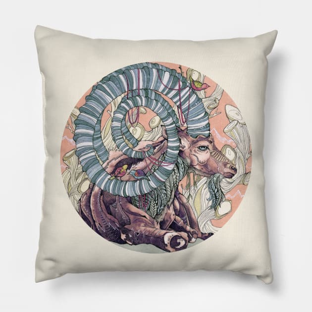 Nubian Ibex Pillow by FarynHughes