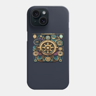 a steampunk-inspired t-shirt with intricate gears, cogs, and mechanical elements, design like tipseason. Incorporate a vintage color scheme and Victorian-era aesthetics for a retro-futuristic look Phone Case