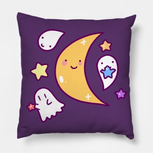 Crescent Moon and Ghosts Pillow