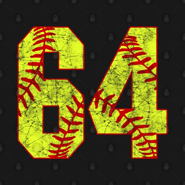 Fastpitch Softball Number 64 #64 Softball Shirt Jersey Uniform Favorite Player Biggest Fan by TeeCreations