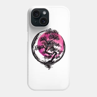 Bonsai Tree Circle Red Sun Phone Case