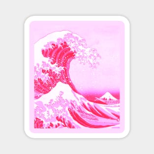 Kanagawa Japanese Art The Great Wave Pastel Pink Purple Magnet