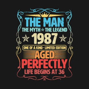 The Man 1987 Aged Perfectly Life Begins At 36th Birthday T-Shirt