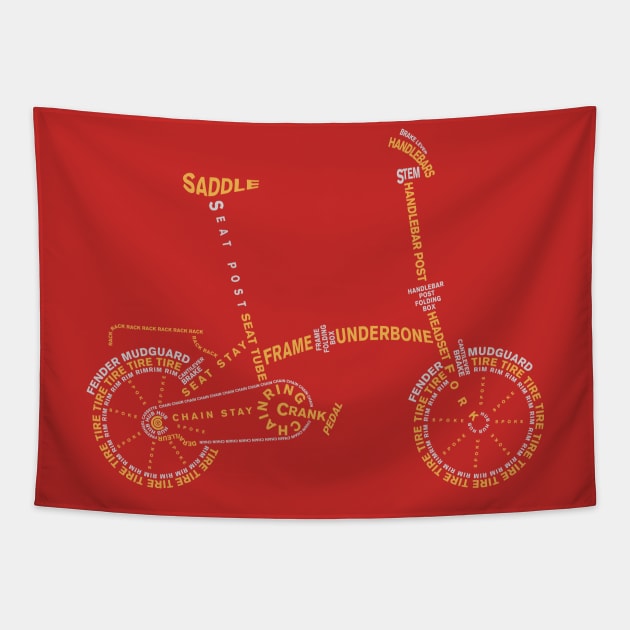 Folding Bike Anatomy Tapestry by reigedesign