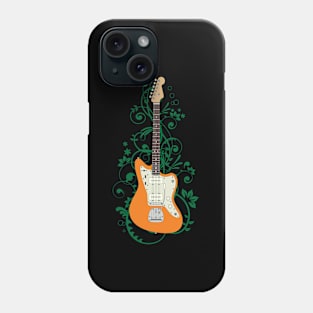 Orange Offset Style Electric Guitar Flowering Vines Phone Case