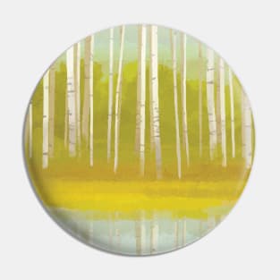 Birch Trees by Water Pin