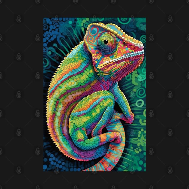 Reptile Lover and Lizard Lover Op Art Chameleon by Unboxed Mind of J.A.Y LLC 