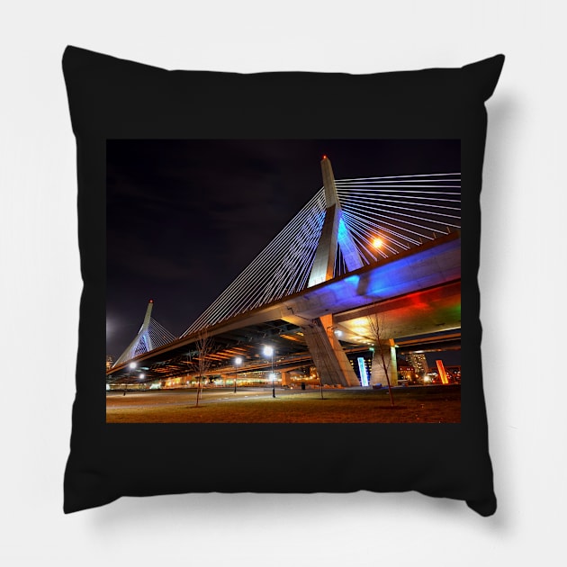 Lenny Zakim Bridge Boston MA Pillow by WayneOxfordPh