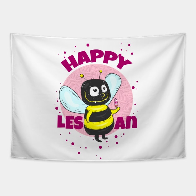 Happy Lesbian - Funny Puns Design Tapestry by Twocatsandpossum