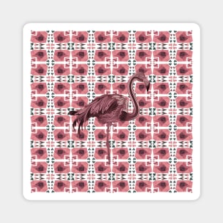 Pink Flamingo or Retro Hearts Pattern Magnet