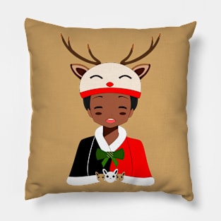 Reindeer Girl Pillow