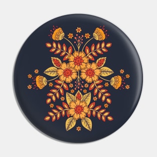 Vibrant Yellow and Orange Floral Pin