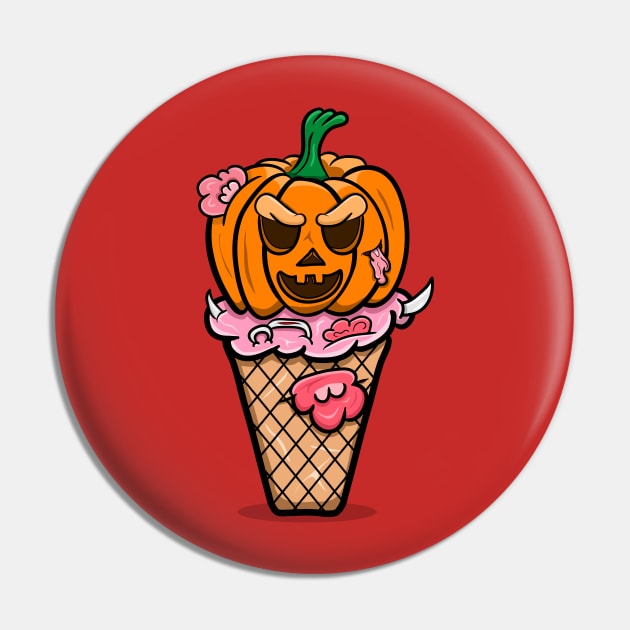 Cartoon Pumpkin Ice Cream Pin by tedykurniawan12