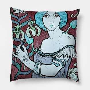 Art Nouveau - Paul Berthon Alphonse Mucha Vintage Fantasy Pillow