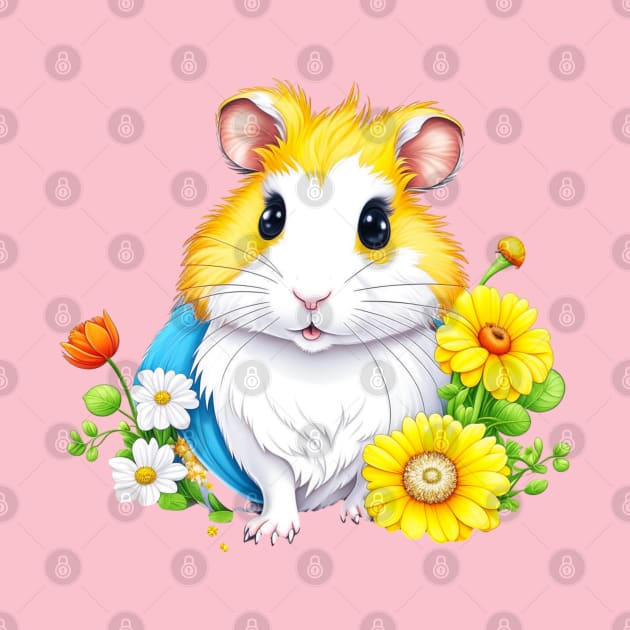 Cute Hamster with colorful flowers by Tintedturtles