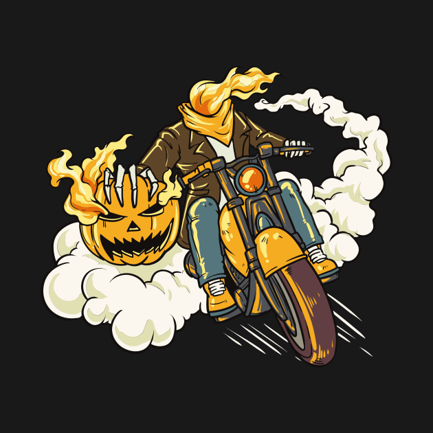 Motorcycle Riding Monster Horror Pumpkin Pumpkinhead Halloween by The Hammer