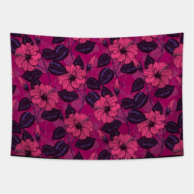 Hibiscus night Tapestry by katerinamk