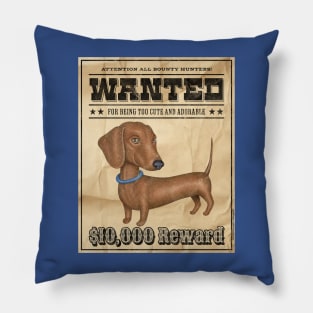 Funny Cute Wiener Dog Dachshund Doxie Wanted Poster Pillow