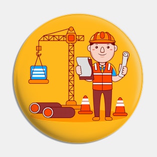 Cute Engineer Cartoon Pin