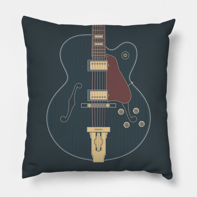 Vintage Single Cut Hollow Body Guitar Pillow by milhad