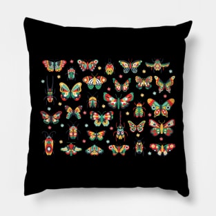 insects doodle flying Pillow