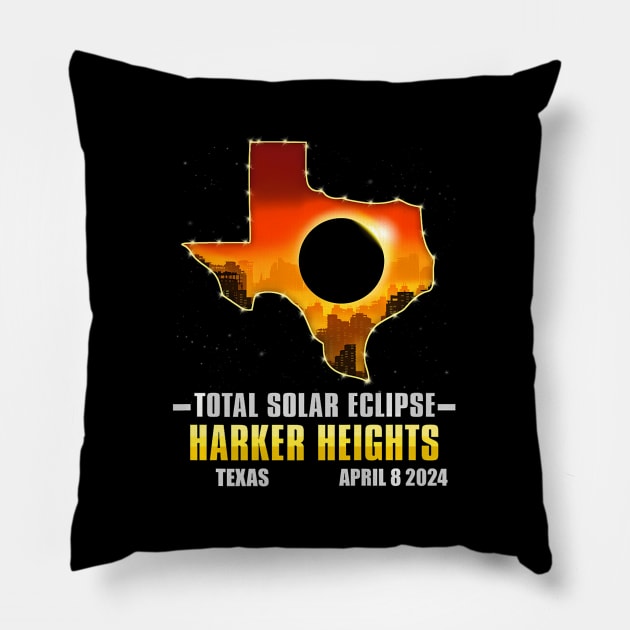 Harker Heights Texas 2024 Total Solar Eclipse Pillow by klei-nhanss