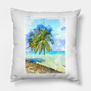 Hot Summer Tropical Scene In Maldives. Pillow