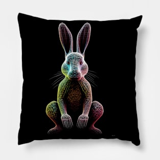 AI Easter Rabbit Digital Art Illustration - Unique and Creative Design Pillow