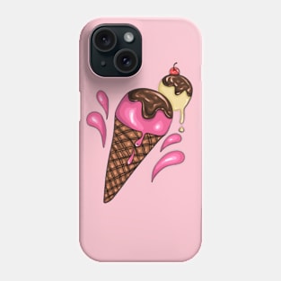 Strawberry and vanilla ice-cream art Phone Case