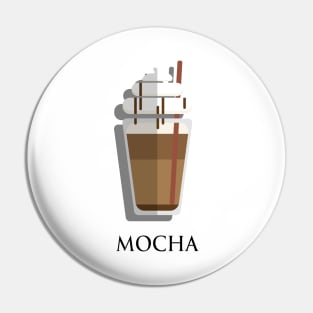 Iced Cold Mocha coffee with whipped cream front view flat design style Pin