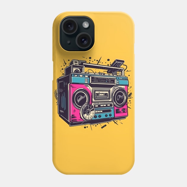 Ghetto Blaster Boom Box 80s Hip-Hop Stereo Phone Case by Grassroots Green