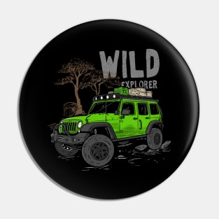 Wild Explorer Jeep - Adventure Green Jeep Wild Explore for Outdoor enthusiasts Pin