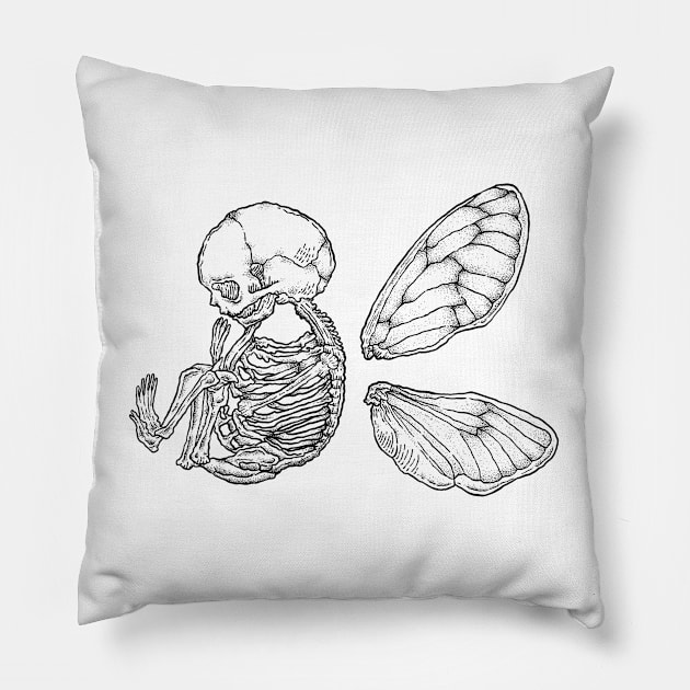 Winged Skull Pillow by LadyMorgan