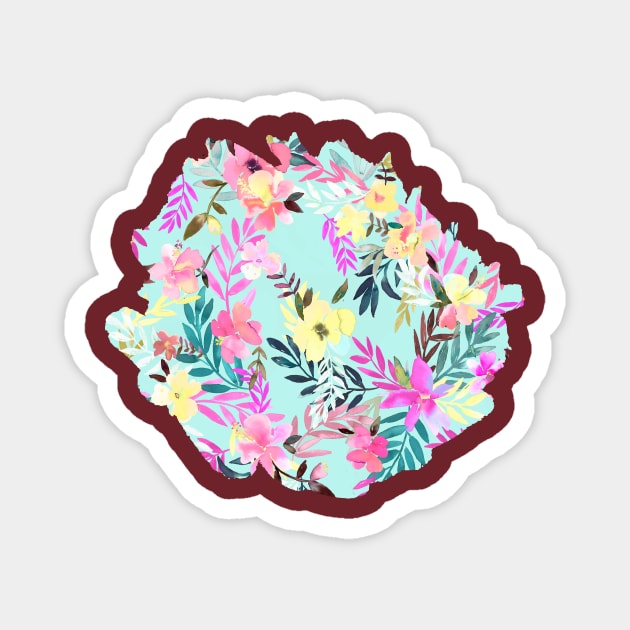 Hibiscus Floral Tropical Blue Magnet by ninoladesign