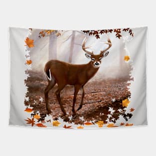 Misty Morning Whitetail Tapestry