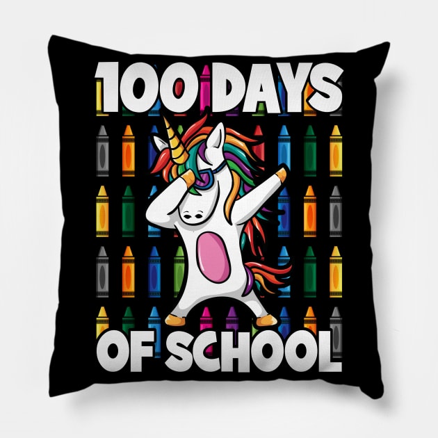 100 Days of School Crayon Dabbing Unicorn Magic Pillow by RadStar