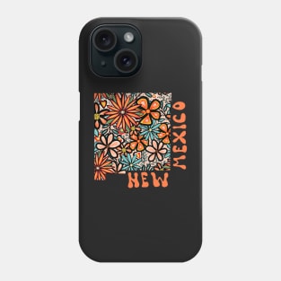 New Mexico State Design | Artist Designed Illustration Featuring New Mexico State Outline Filled With Retro Flowers with Retro Hand-Lettering Phone Case