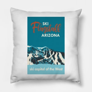 Ski Flagstaff Vintage Poster Pillow