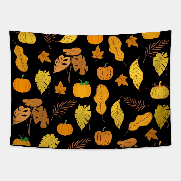 Tropical Face Mask, Left And Pumpkin Face Mask, Pumpkin Face Mask. Tapestry by DakhaShop